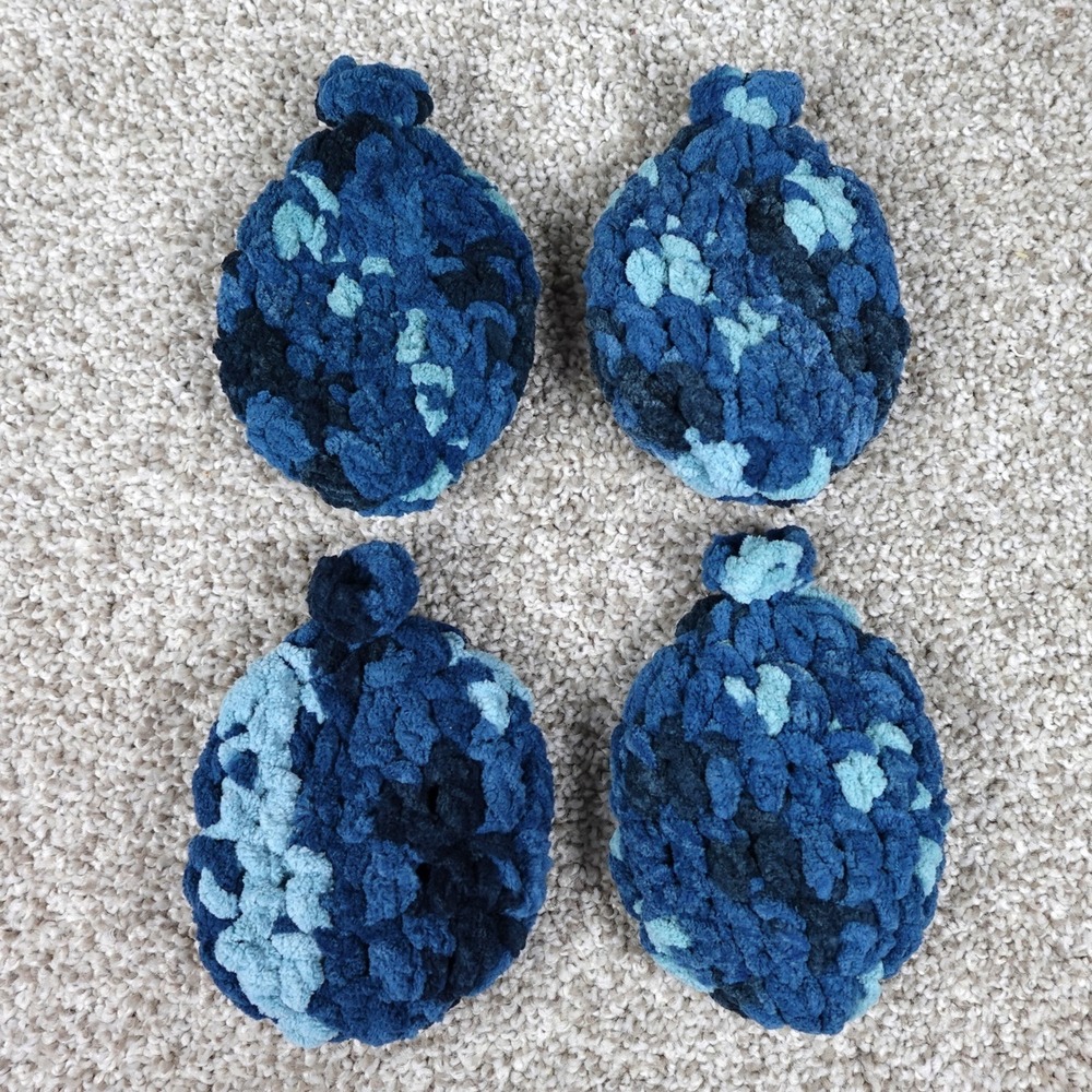 Set of 4 Reusable Crochet Water Balloons Blue Camo Eco Friendly Summer Toys